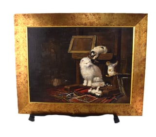 Oil Painting Of Four Cats