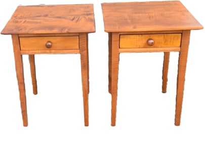Pair Of Tiger Maple Night Stands