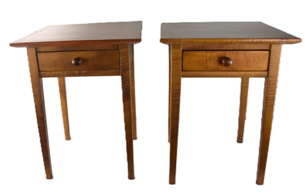 Pair Of Tiger Maple Night Stands