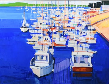 Alfred Chadbourn Boatyard Oil On Canvas