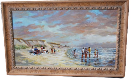 John Gable Beach Scene Oil Painting