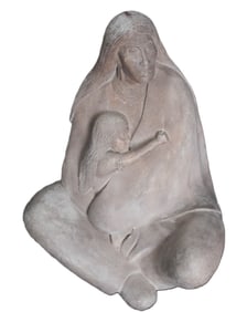 Southwest Sculpture Of A Women And Child