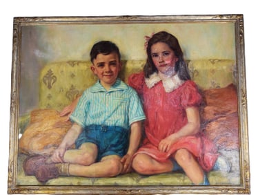 Portrait Of Two Children By Alice Winter