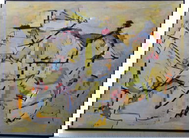 Large Abstract Painting In The Manner Of Willem de Kooning