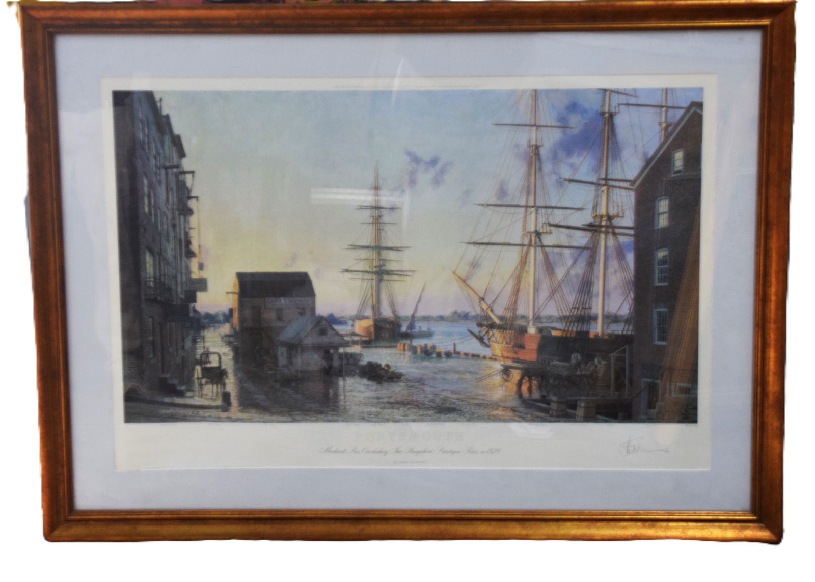 John Stobart Lithograph of Portsmouth: A rare signed Stobart lithograph of Ceres Street, Portsmouth NH. John Stobart (1929 - 2023) worked in Massachusetts and Florida and is known for Nostalgic harbor scenes and sailing ships. Dimens