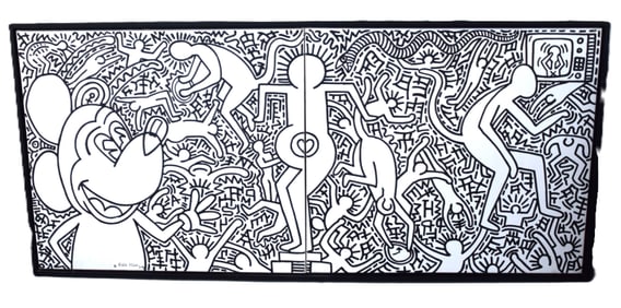 Large attributed Keith Haring Oil Painting