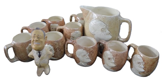 FDR Beer Pitcher And Mugs