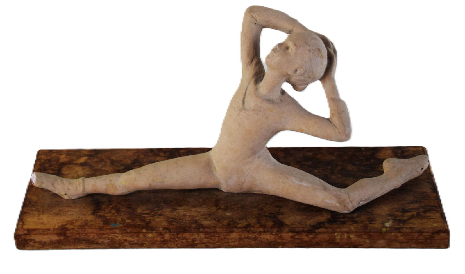 Ceramic Ballerina: Ceramic ballerina sculpture on a wood base by Austin Productions, 1972. Dimensions: 6" H