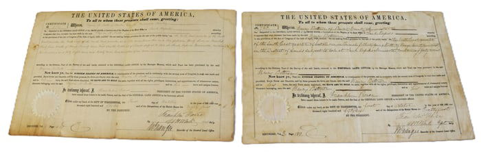 Two Land Grants Signed By President Pierce