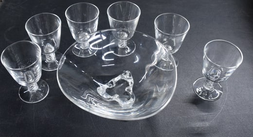Stueben Bowl With Stem Glasses