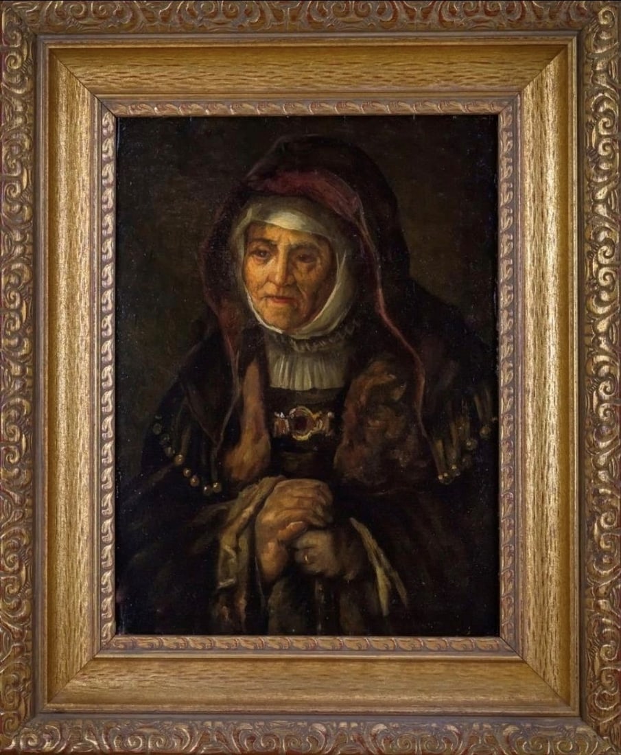 Extremely Rare circa late 17th Century Oil on Wood Panel Painting after; Rembrandt van Rijn (Dutch, - 8