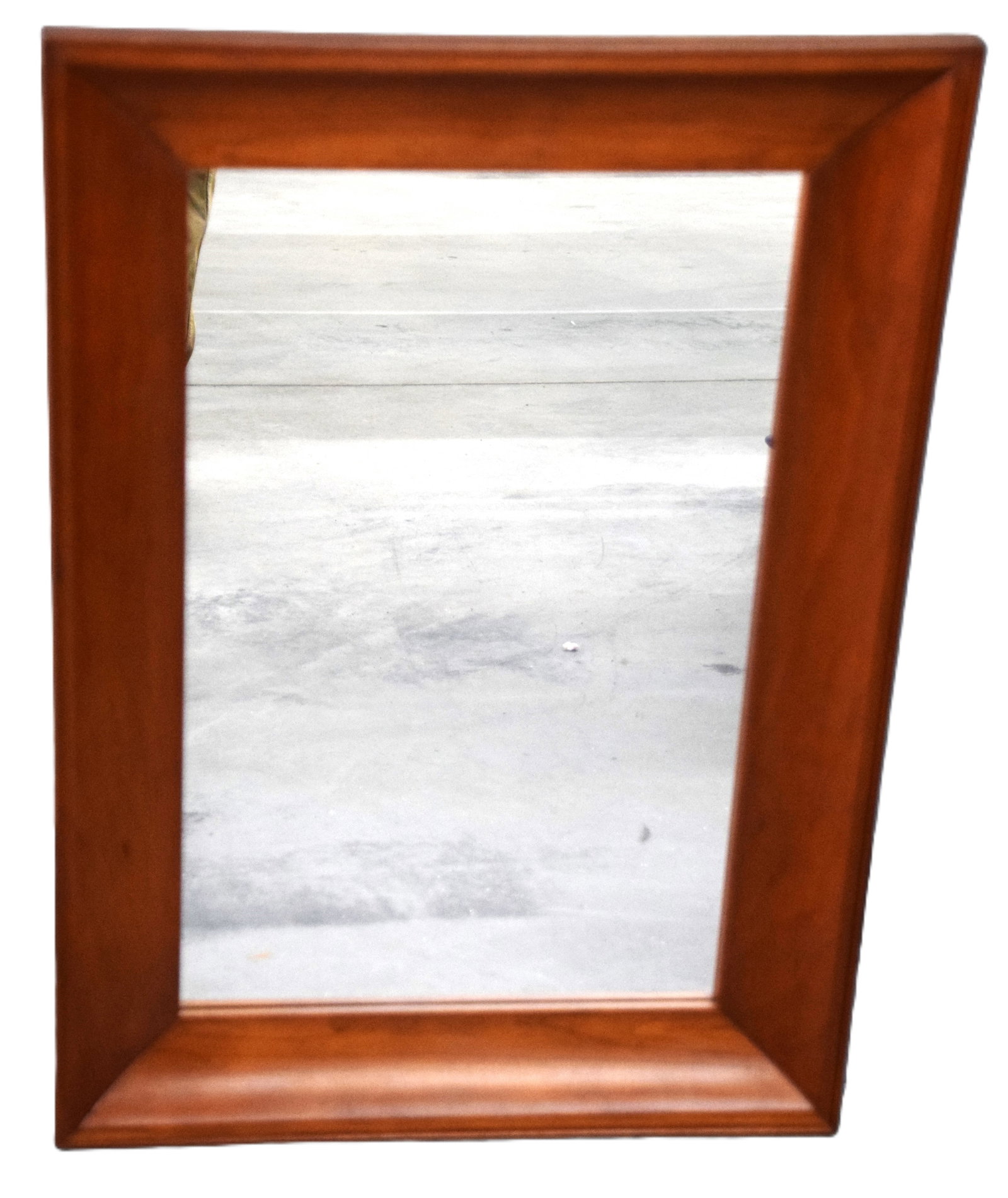 Bench made Hanging Mirror: Fine bench made cherry hanging mirror made by Frank Camana Jr, Weare Nh with an attractive cherry wood frame and clear mirror. Dimensions: 27.5" H x 19" W