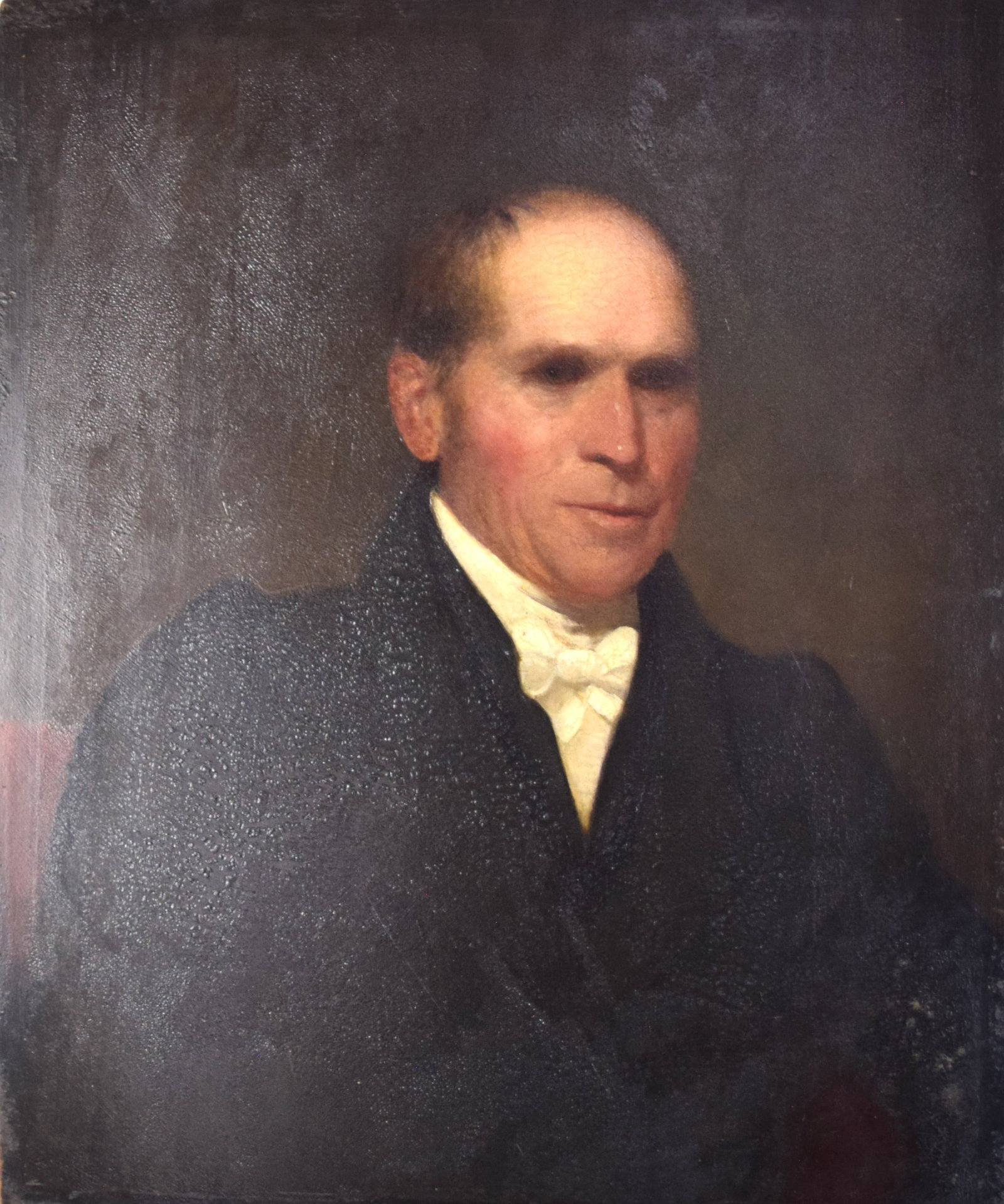 Oil Portrait Of Senator Elijah Paine Of Vermont: Oil on board portrait of Senator Elijah Paine (1757-1842) by an anonymous itinerant Vermont artist circa 1820s (Possibly the school of Shelton Peck). Elijah Paine graduated from Harvard and one of