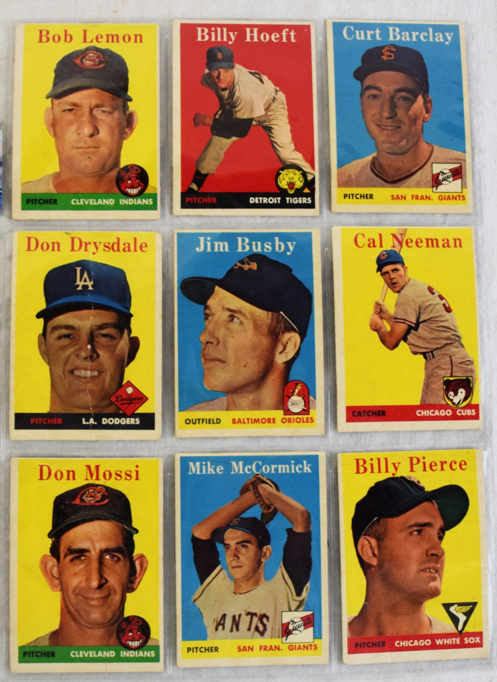 1958-59 Topps Baseball cards: 1958 Topps baseball cards including Al Kaline #70, Enos Slaughter #142 and Bob Lemon #2 along with 40 other cards; 1958 Topps Allstar cards including Stan Musial #476 and Luis Aparicio #483 and 5