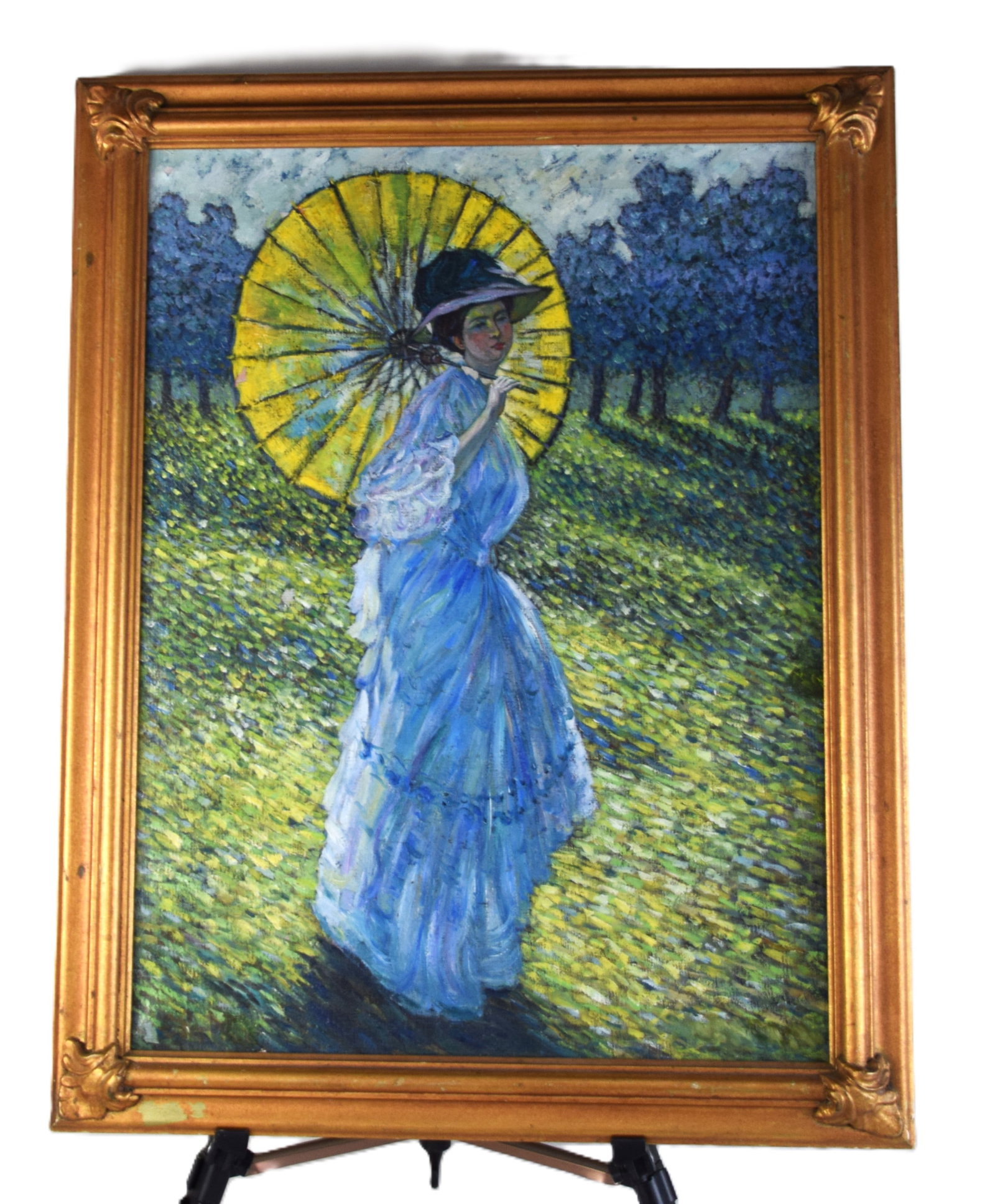 Impressionist painting Of A Lady With Yellow Parasol (1 of 5)