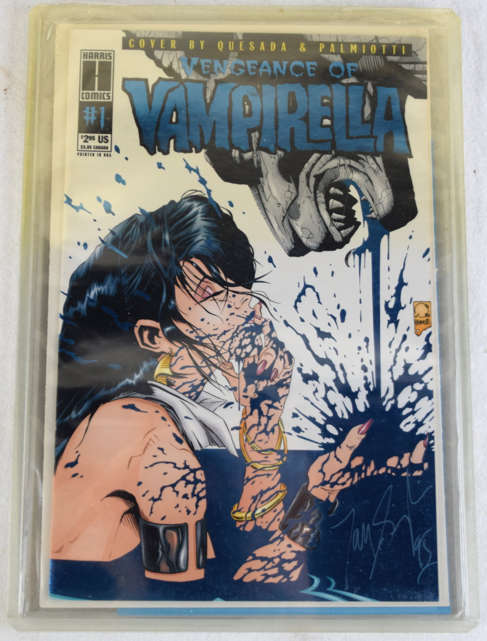 Comic Book Vengeance Of Vampirella #1 Royal Blue Addition: Copy of the Harris Comics, Vengeance of Vampirella #1, Royal Blue edition, one of hundred printed. Certificate of Authenticity included.