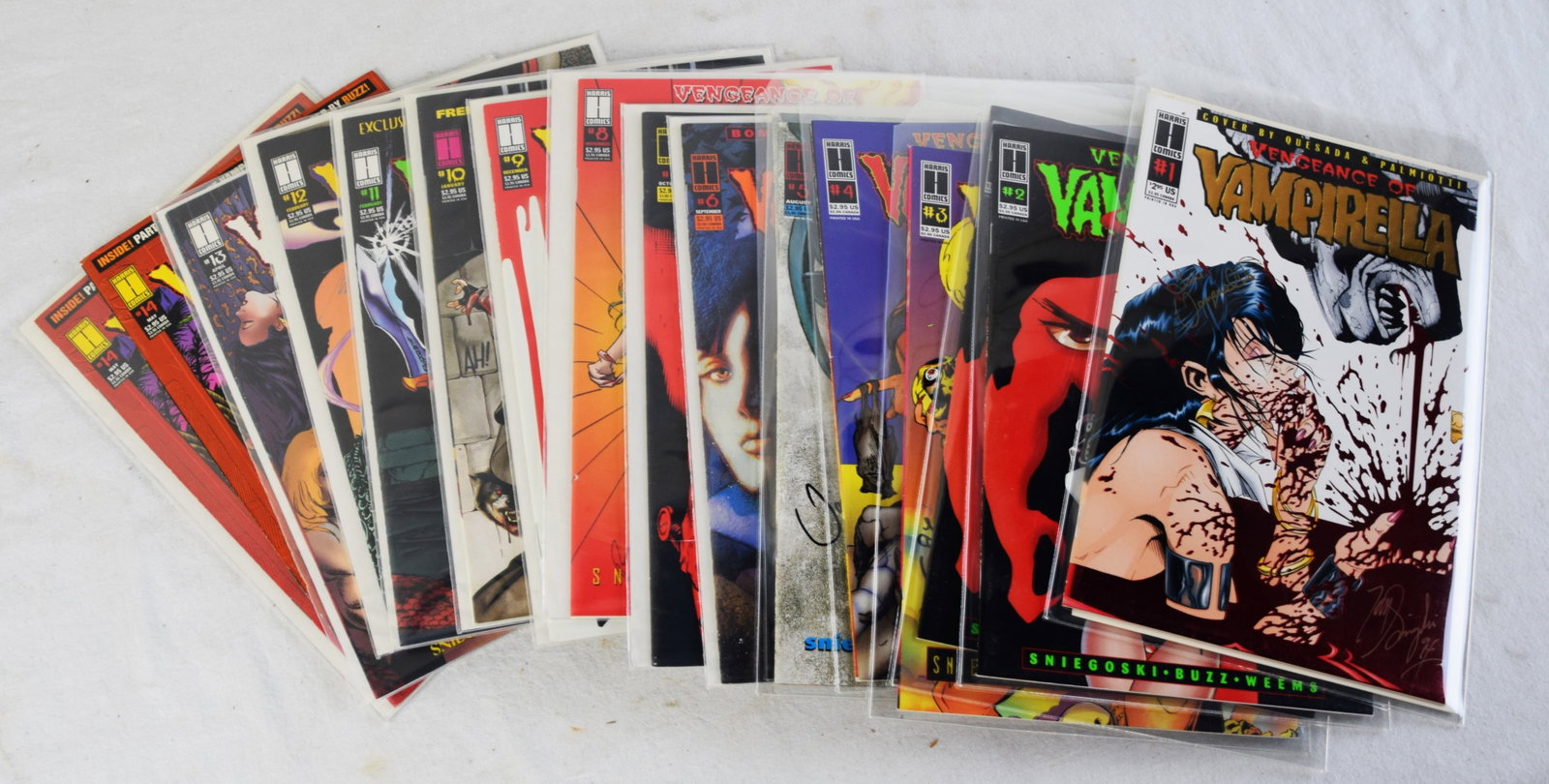 Set Of 14 Vengeance Of Vampirella (#1-14) Most Signed: Set Of 14 Vengeance Of Vampirella (#1-14) Most Signed by artist and or actor. 17 copies total as #2, 5 and14 have duplicates.