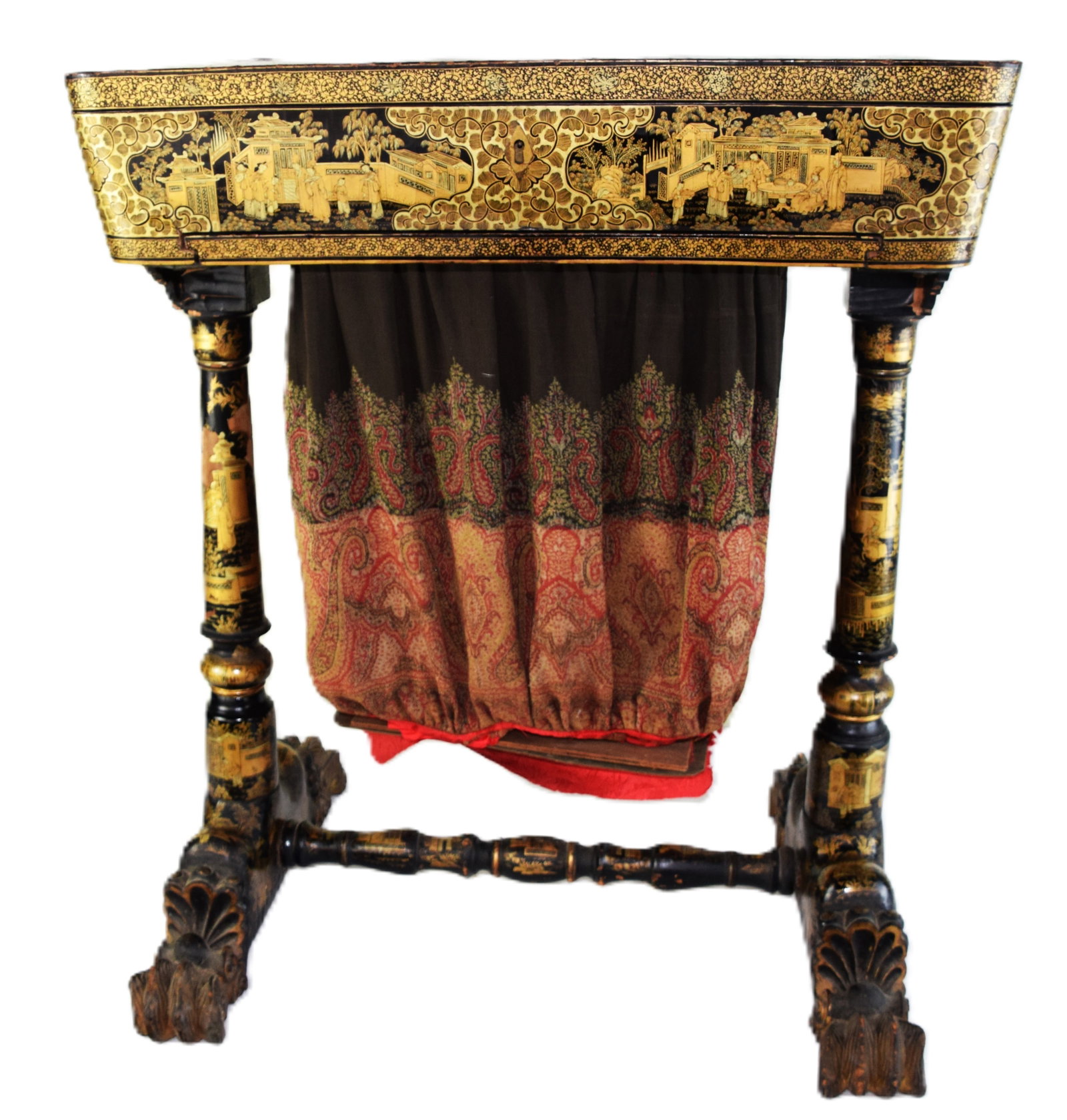 Elegantly Decorated Chinoiserie Oriental Sewing Table (1 of 13)