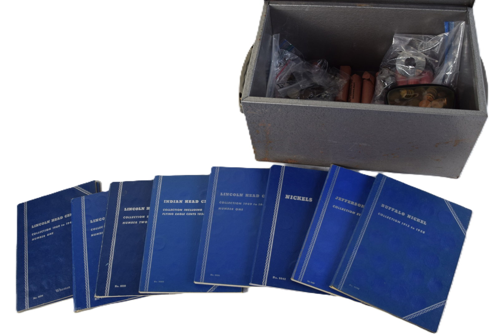 Coin Collection: Coin collection in folders and rolls to include Lincoln Head cents starting 1941 to 1972. mostly complete, partial Lincoln Head set 1909-1940, another partial Lincoln Head set starting at 1941 about h