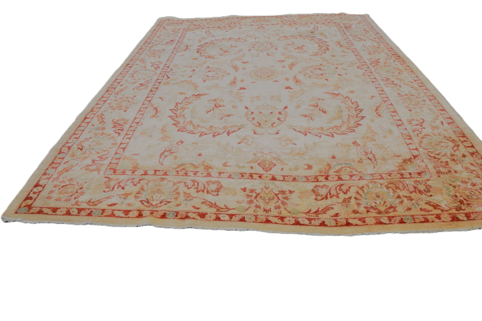 Palace Size Oriental Rug: Palace size oriental room size rug with an ivory field with muti-designs. From a Salem NH Home. Dimensions: 10' x 13' 10"
