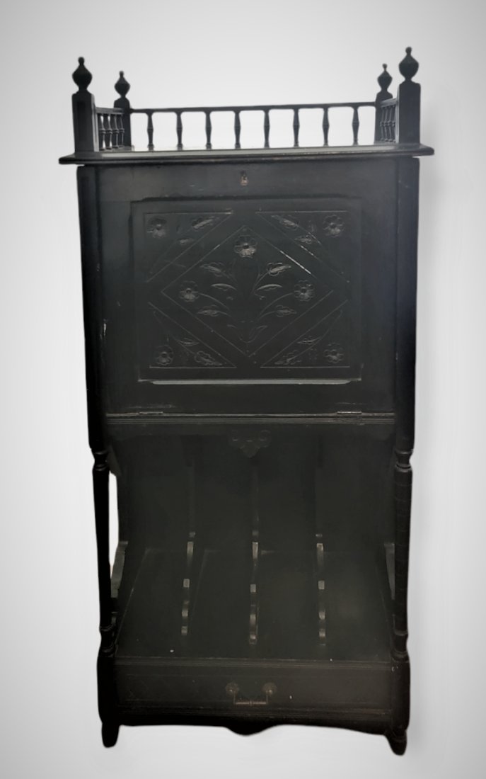 ANTIQUE BLACK MUSIC CABINET (1 of 7)