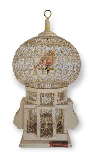 ANTIQUE WIRE/WOOD HOT AIR BALLOON BIRD CAGE (1 of 8)