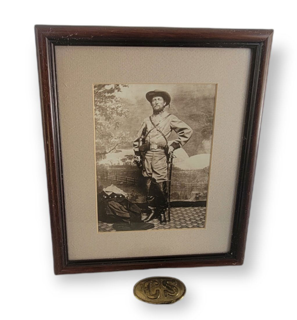 c1865 PORTRAIT & CIVIL WAR CONFEDERATE BELT BUCKLE (1 of 5)