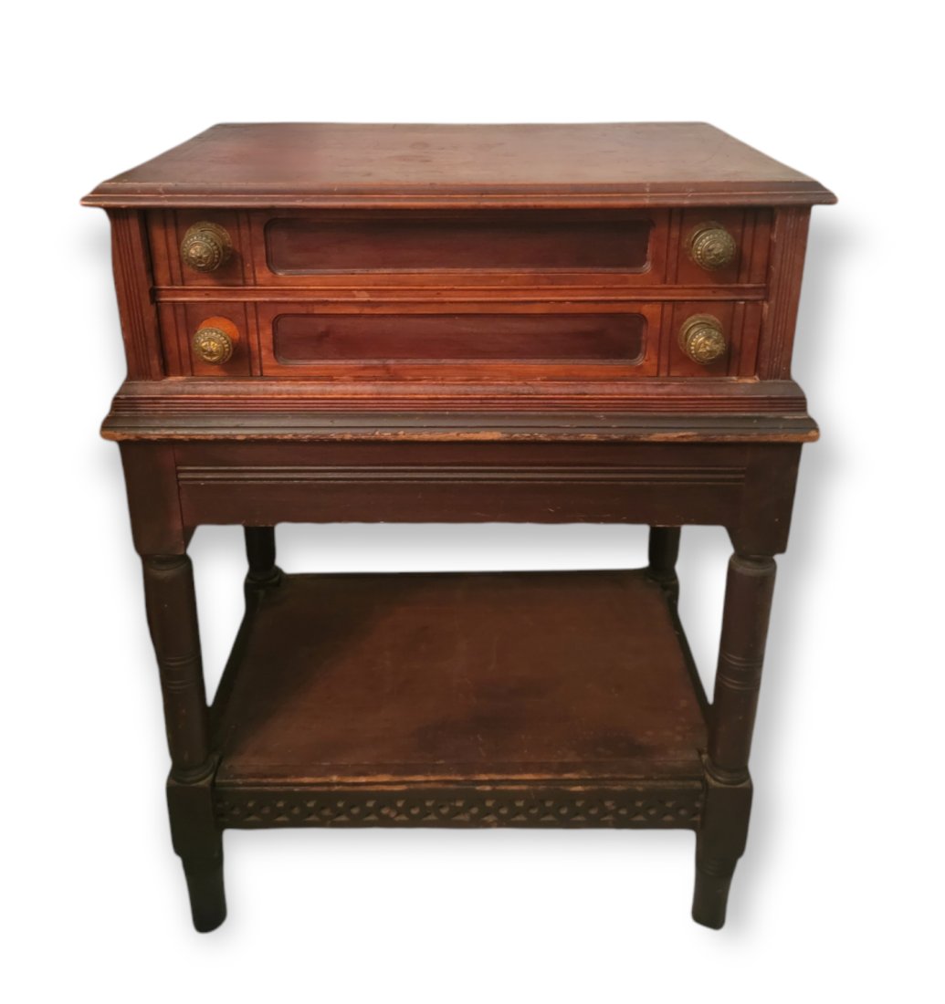 ANTIQUE TWO DRAWER SIDE TABLE (1 of 5)