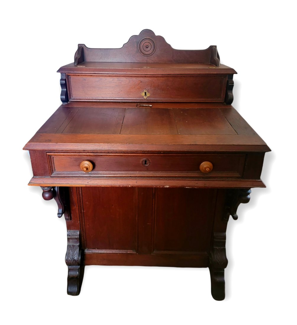 ANTIQUE CAPTAINS DESK WITH SKELTON KEY 3 SIDE DRAWERS (1 of 8)