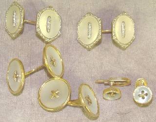 14ct GOLD & MOTHER OF PEARL CUFF LINK SETS - 2