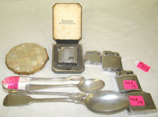 5 LIGHTERS, POWDER COMPACT& EPNS CUTLERY
