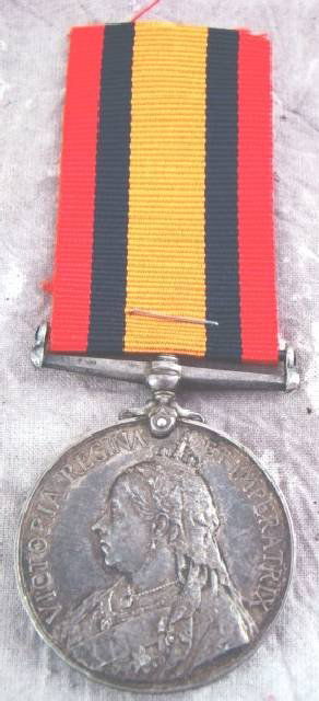 BOER WAR QSA MEDAL RIBBON: BOER WAR QSA MEDAL RIBBON, awarded to E. T MAUDE IMP MIL. RLYS". The Medal and Ribbon are in Very Good Condition.