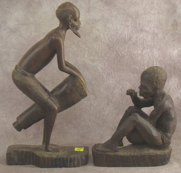 3 CARVED AFRICAN FIGURES (1 SOAPSTONE) - 2