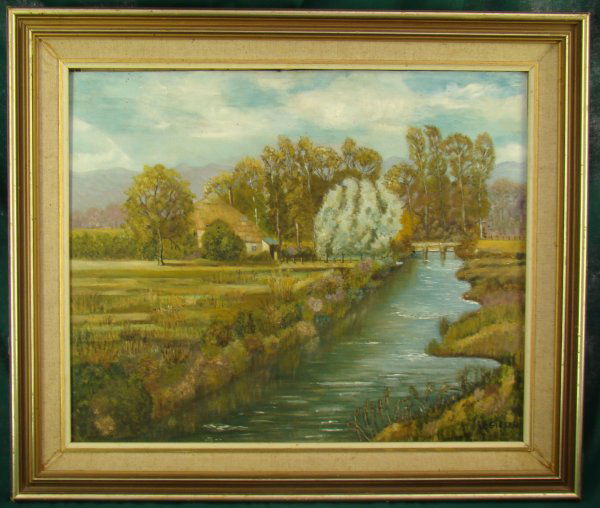 1223 G.E. GIBSON, LANDSCAPE, OIL ON BOARD PAINTING May 12, 2008 Old Church Auction