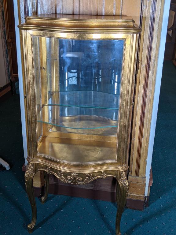 French Louis XV Style Gold Gilt Wood Curved Glass (1 of 7)