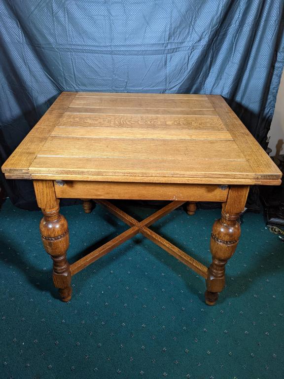 Antique Oak Draw Leaf Pub Table (1 of 6)