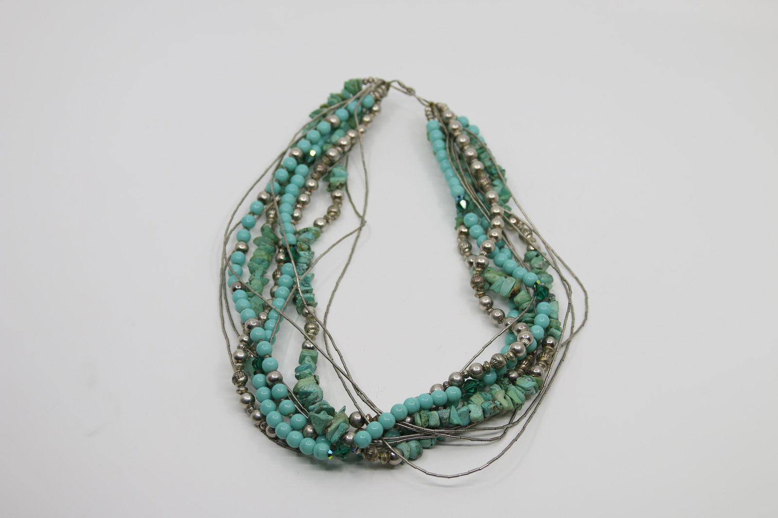 Vintage Navajo Silver and Turquoise Necklace (1 of 3)