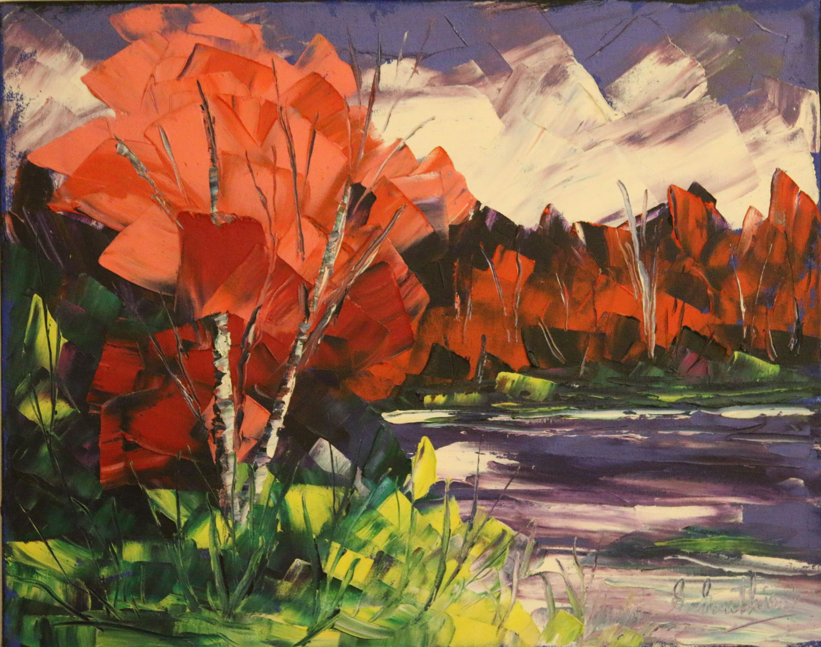 Gauthier, Gaetan (1936- ) Penombre rougeoyante: Artist: Gauthier, Gaetan (1936- ) Canada Title: Penombre rougeoyante Description (FR): Acrylique sur toile, signee en bas a droite G. Gauthier Description (ENG): Acrylic on canvas, signed on lower rig