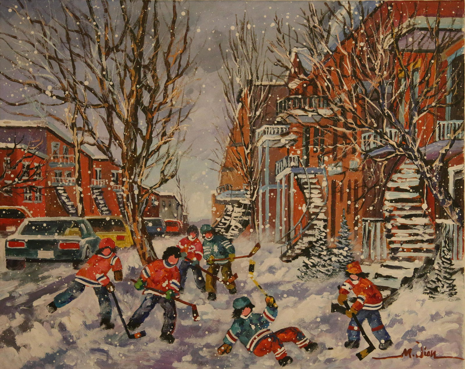 Dion, Michel (XX) Kids playing Hockey in the street (1 of 2)