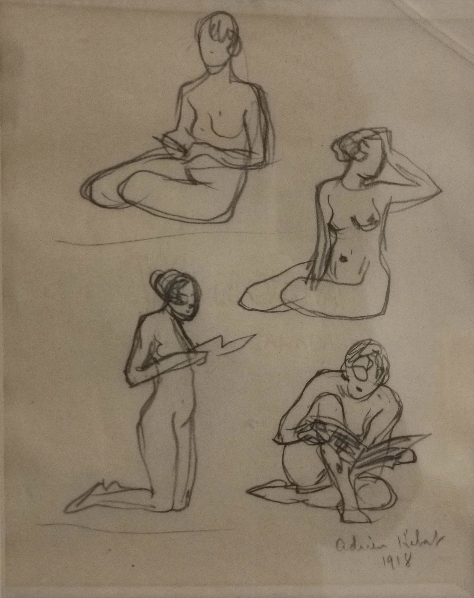 Hebert, Adrien (1890-1967) Esquisse de nue (1918): Artist: Hebert, Adrien (1890-1967) Title: Esquisse de nue (1918) Description (FR): Crayon sur papier, signee et datee en bas a droite Adrien Hebert 1918 Description (ENG): Pencil on paper, signed and