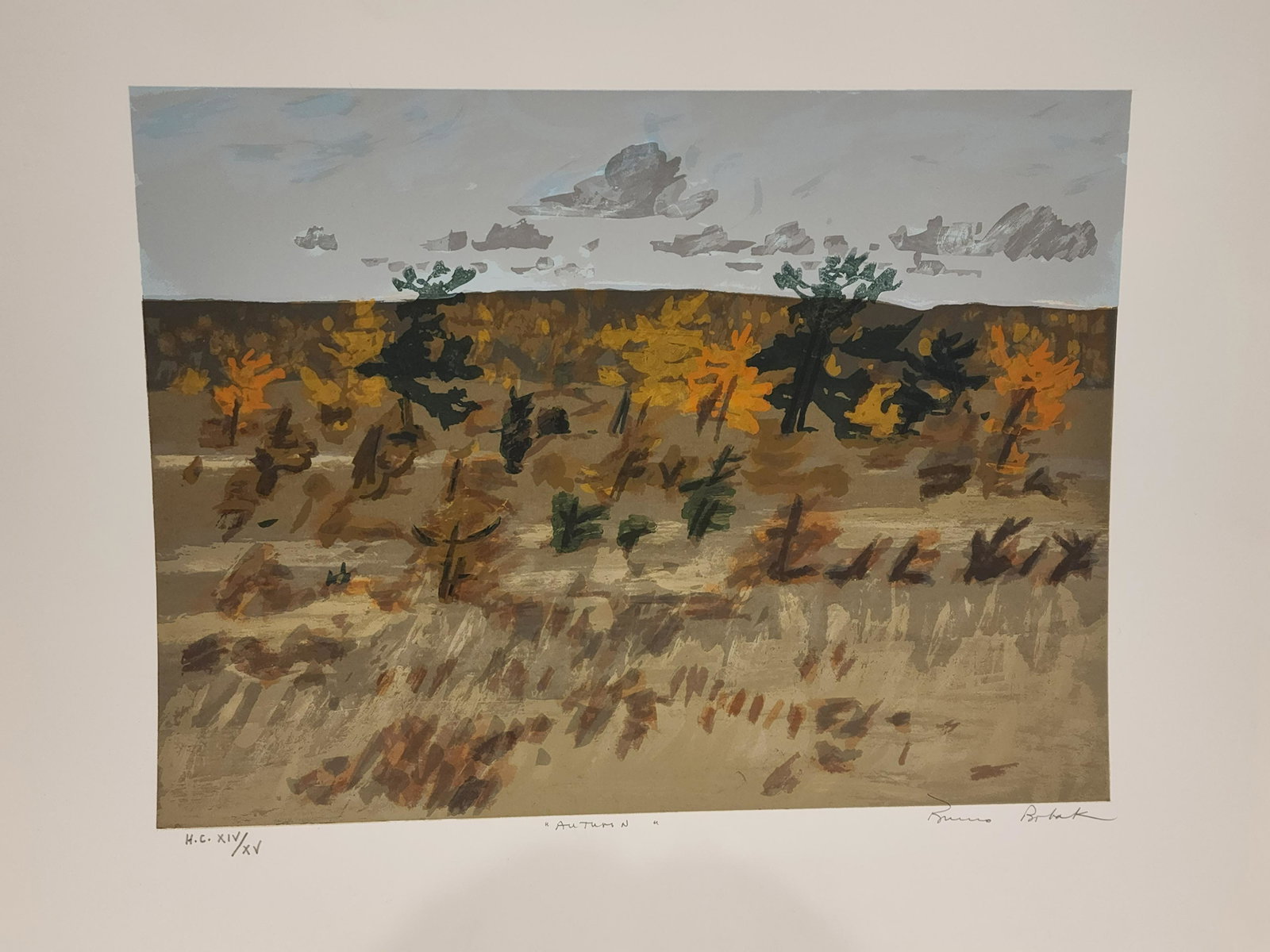Bobak, Bruno Joseph (1923-2012) Autumn: Artist : Bobak, Bruno Joseph (1923-2012) Titre : Autumn Description (FR) : Lithographie sur papier, H.C. XIV/XV, signee en bas a droite Bruno Bobak Description (ENG) : Lithograph on paper, H.C. XIV/XV