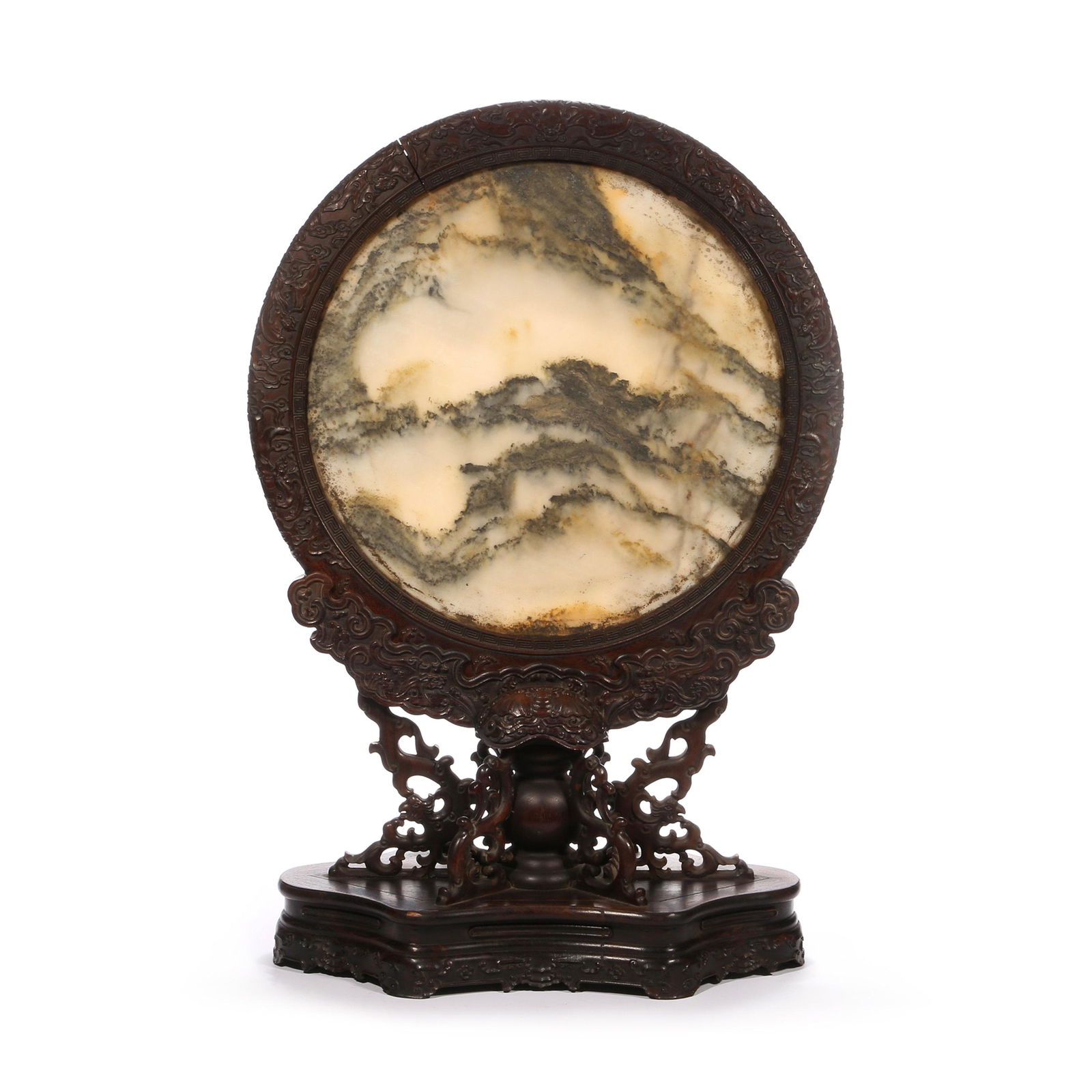 Qing Dynasty of China,Wooden Cloud Pattern Stone Landscape Screen (1 of 11)