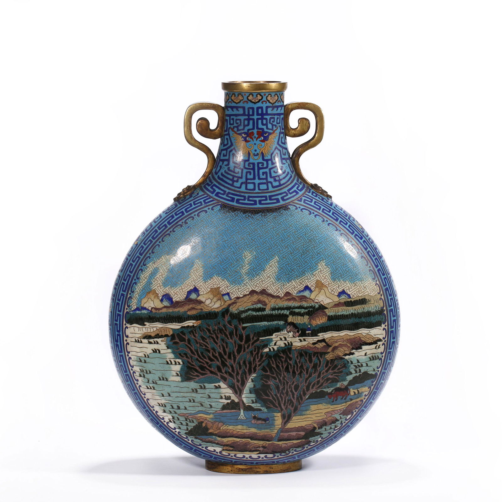 Qing Dynasty of China,Cloisonne Landscape Moon Holding Bottle (1 of 14)