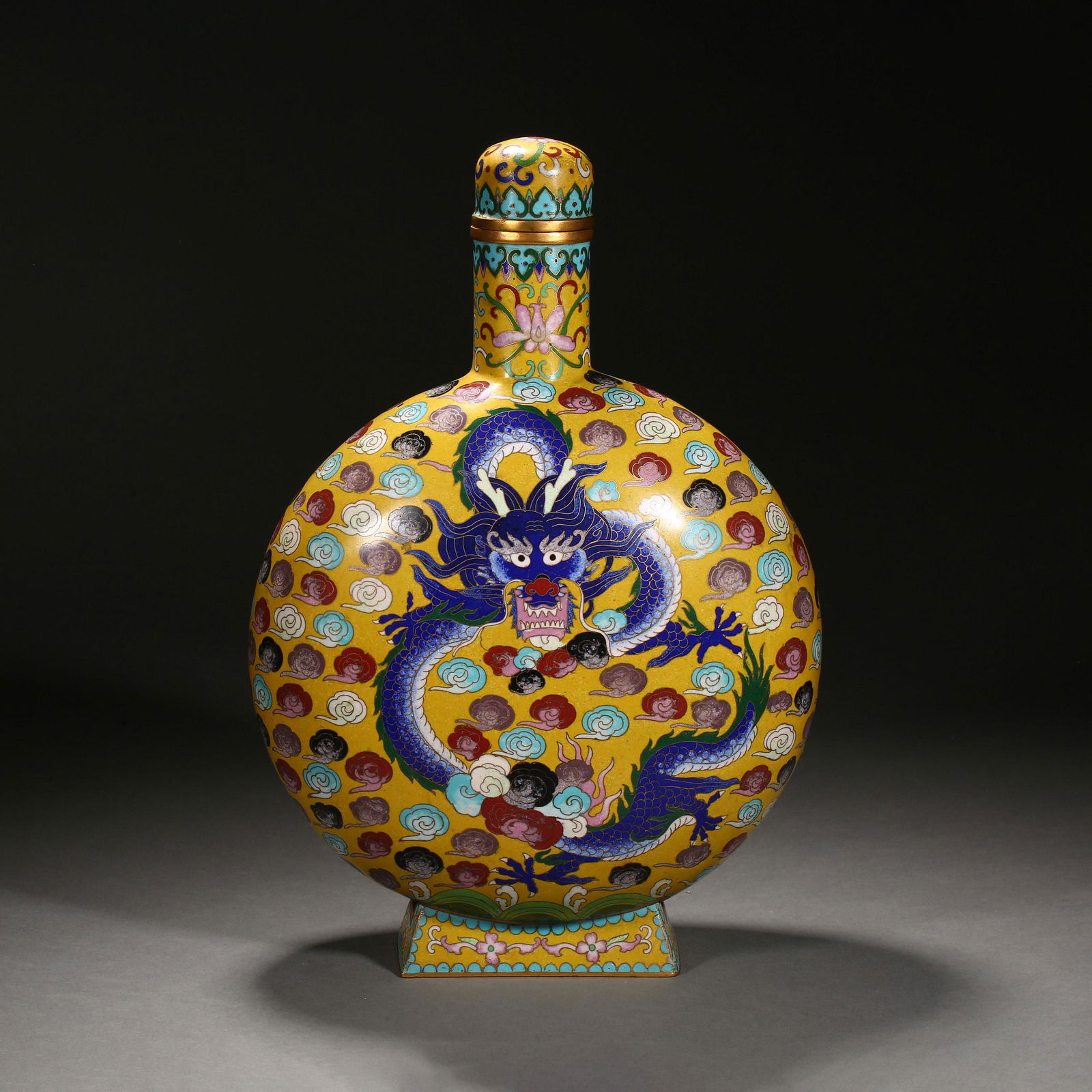 Qing Dynasty of China,Cloisonne Dragon Pattern Flat Pot (1 of 10)