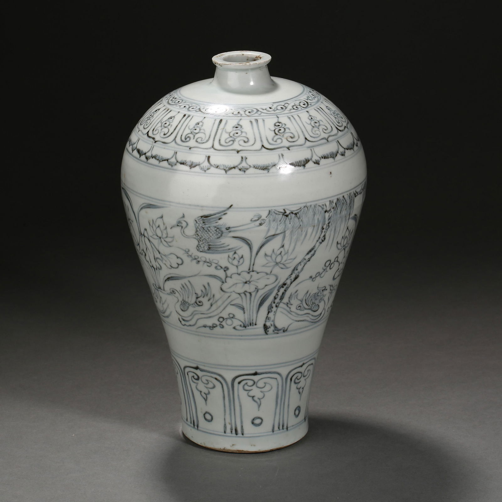 Yuan Dynasty of China,Blue and White Phoenix Pattern Prunus Vase (1 of 10)