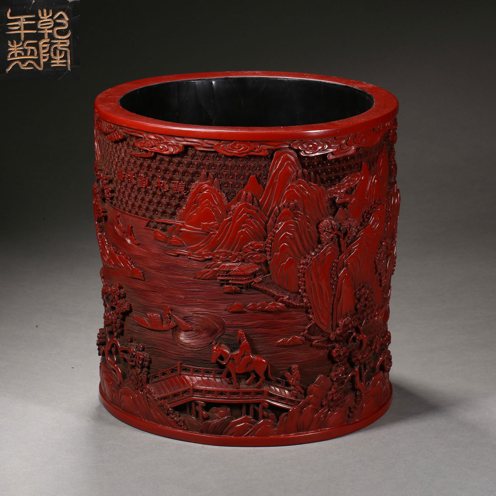 Qing Dynasty of China,Cavered Red Pen Holder (1 of 13)