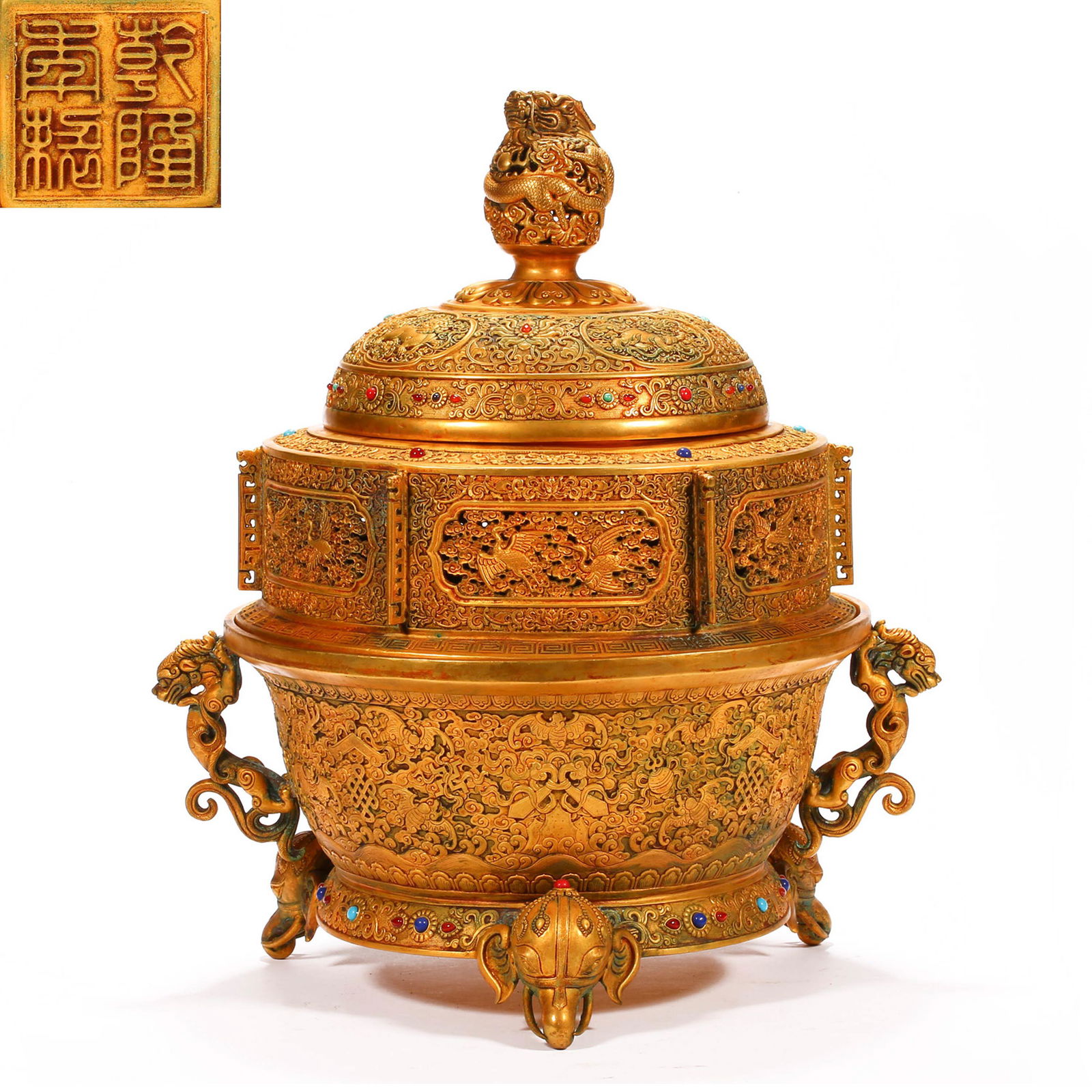 Qing Dynasty of China,Bronze Gilt Lion Head Aromatherapy (1 of 20)