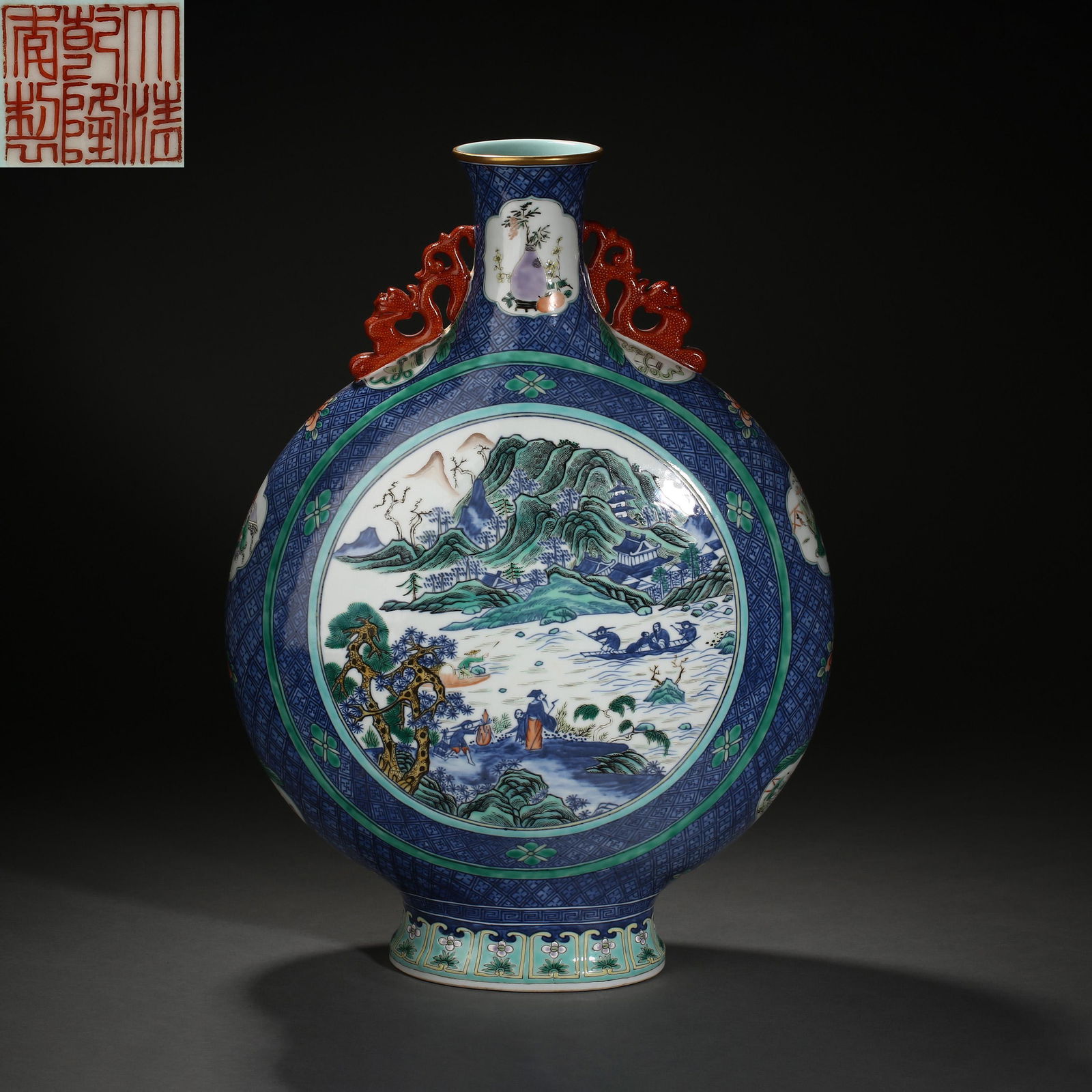 Qing Dynasty of China,Landscape Character Moon Holding Bottle (1 of 12)