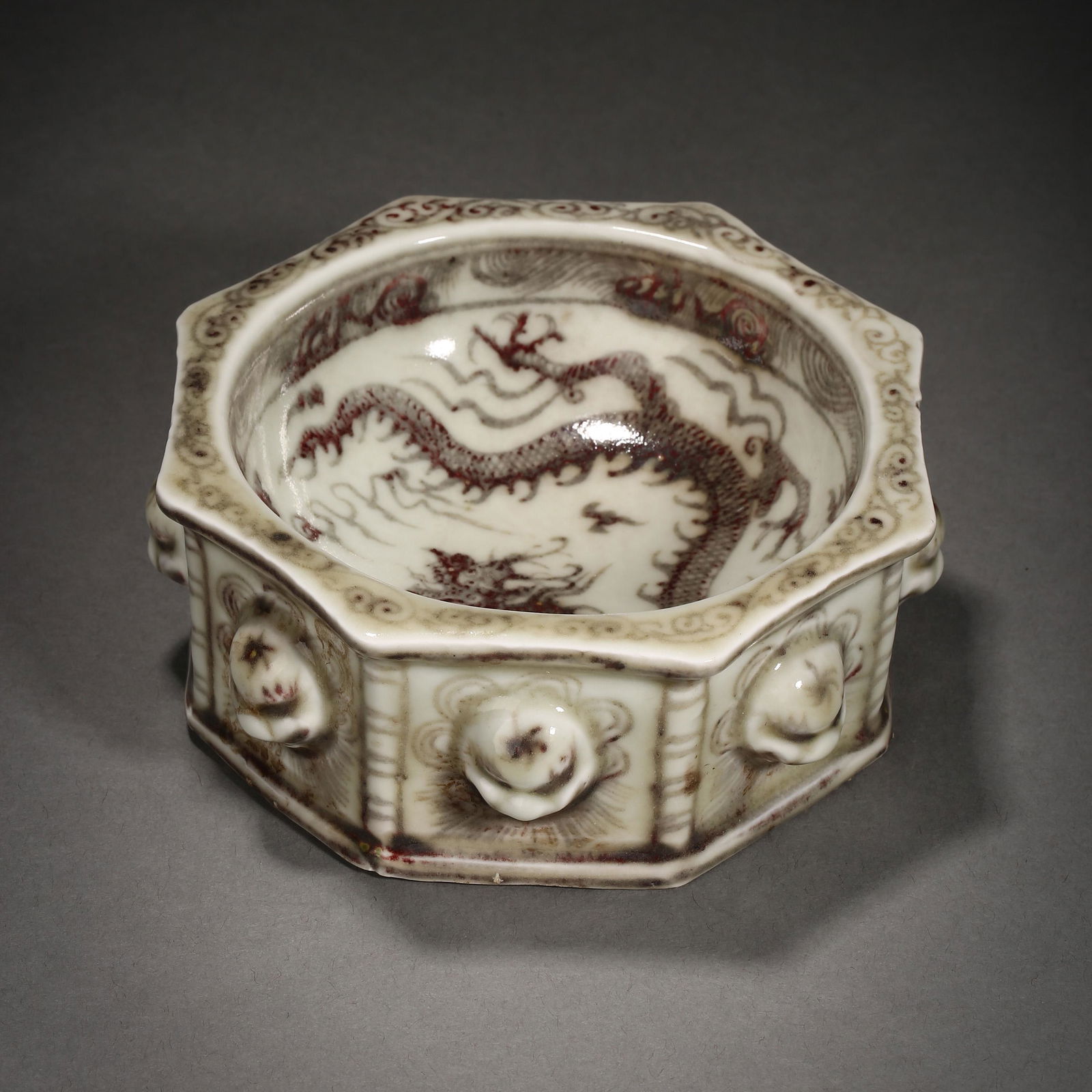 Yuan Dynasty of China,Underglaze Red Dragon Pattern Washing (1 of 10)