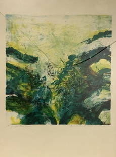 ZAO Wou-Ki (1921 - 2013): Sans titre Lithographie en couleurs Ã‰preuve d'artiste SignÃ©e et datÃ©e "79" en bas Ã droite DÃ©dicace Ã la mine de plomb en bas Ã gauche: "Pour Jean-Claude Augustin"H. 65 cm. L.